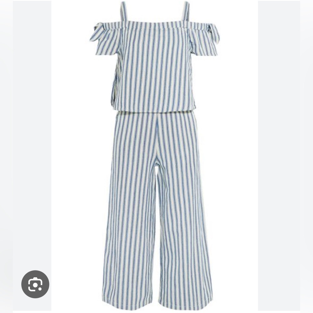 Madewell NWOT stripe cold shoulder jumpsuit.